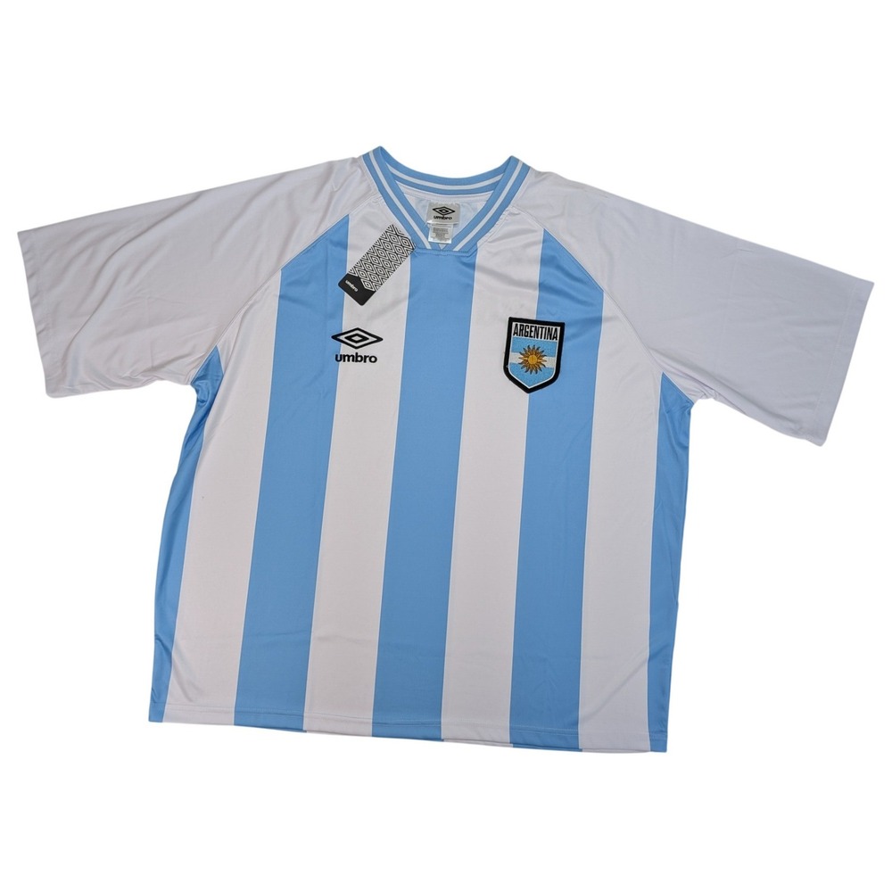 Umbro Argentina Soccer Jersey XL Blue White Striped Polyester Men Shirt